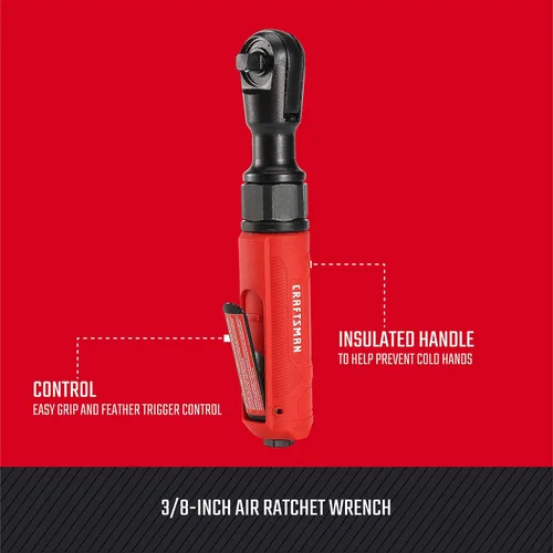 Miniatura 2 de CRAFTSMAN Llave de trinquete neumática de 3/8 pulgadas, par máximo 50 ft-lbs, mango aislado, interruptor de fácil acceso, 4.4 SCFM a 90 PSI