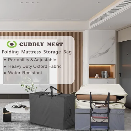 Miniatura 8 de Cuddly Nest Bolsa de Almacenamiento para Colchón Plegable - Funda de Transporte Resistente para Cama de Invitados Tri-Fold