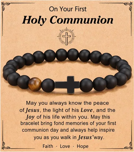 Pulsera de cruz para hombre, regalo para hijo, nieto, papá, marido, padrino, hombres, cumpleaños, graduación, jubilación, Navidad, regalo cristiano