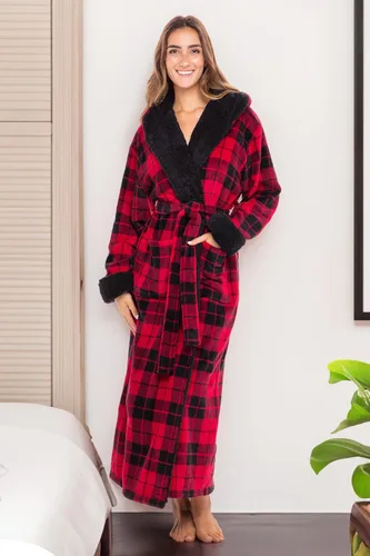 Miniatura 2 de Alexander Del Rossa - Bata de baño larga de forro polar cálido con capucha, para mujer