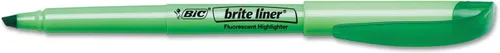 Pack de 12 marcadores fluorescentes Brite Liner, de Bic, punta biselada, color amarillo, Verde 12 unidades