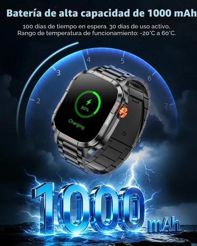 Miniatura 2 de Relojes inteligentes para hombres, reloj inteligente militar HD de 2.01 pulgadas con batería de 1000 mAh/linterna, responder/hacer llamadas reloj