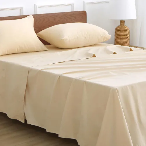 Miniatura 6 de HYPREST Sábanas de algodón tamaño King, sábans de bolsillo profundo de 18 pulgadas para hotel de lujo suave beige - 600 hilos