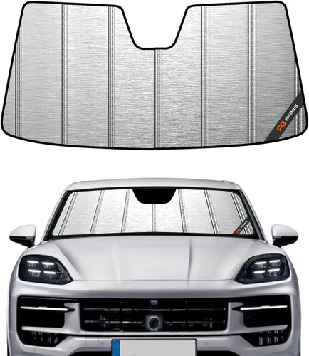 Pigenius Parasol de parabrisas para Porsche Cayenne 2004-2018, acabado plateado metálico