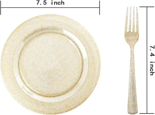 Miniatura 4 de I00000 - Platos y contenedores de plástico Purpurina Dorada