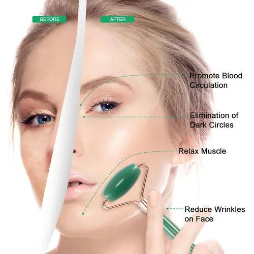 Miniatura 3 de Rodillo de jade para cara, masajeador facial para el cuidado de la piel, herramientas faciales Gua Sha para cara, cuello, ojos, reduce la hinchazón