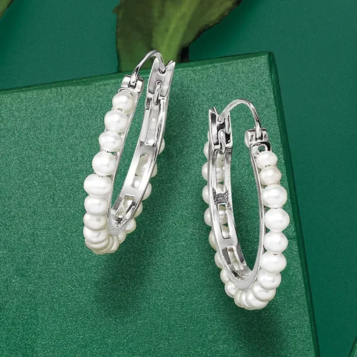 Miniatura 5 de Ross-Simons Aretes de aro de perlas cultivadas de 0.118-0.138in, Perla, no conocido