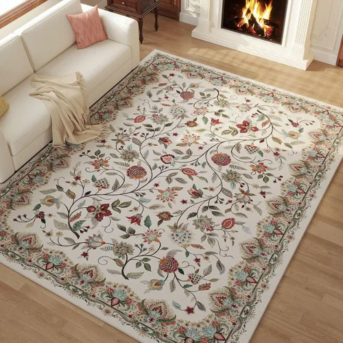 Miniatura 5 de Rugcomf Alfombras Vintage Paisley para Sala de Estar 5' x 7' - Alfombra de Área Lavable a Máquina, Alfombra Floral Antideslizante de Pelo Bajo