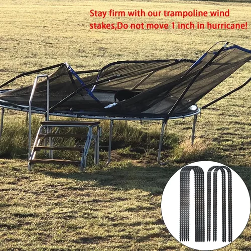Miniatura 6 de Estacas de viento resistentes de 12 pulgadas en forma de U para barra de refuerzo para seguridad de trampolín, juego de columpios, camping, vallas