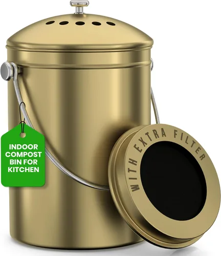 Miniatura 12 de Utopia Kitchen Contenedor de compostaje para encimera de cocina, cubo de compostaje de 1 galón para cocina con tapa, incluye 1 filtro de carbón