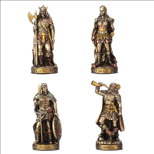 Miniatura 2 de Veronese Design Figuras de resina de dioses nórdicos Estatuas de bronce pintadas a mano
