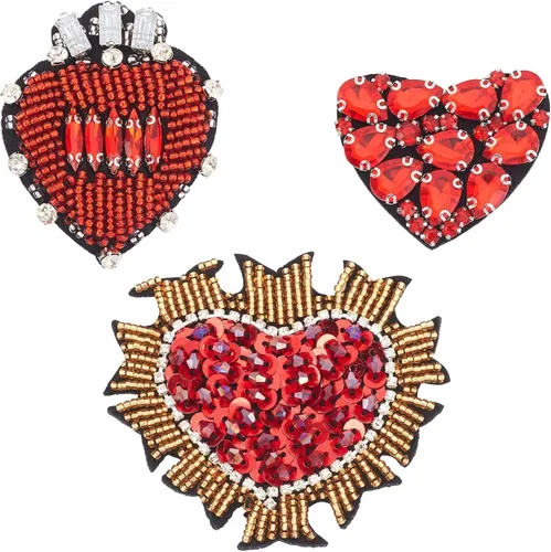 Miniatura 7 de INFUNLY Parches de cuentas de diamantes de imitación de corazón para Halloween, decoraciones rojas de 3 estilos, hechos a mano, parches de cristal