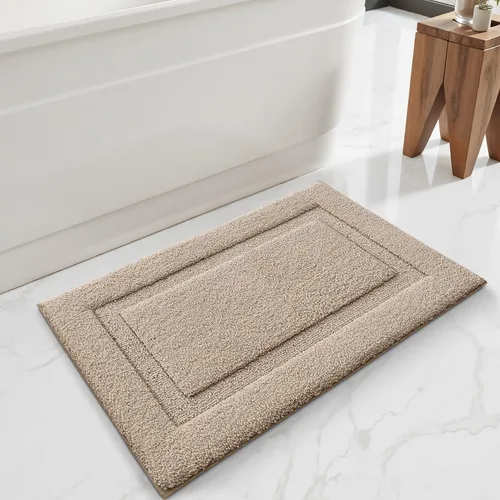 Miniatura 5 de LUMI Alfombras de baño ultrasuaves antideslizantes con parte trasera de goma, absorbente y lavable, de secado rápido, alfombra de felpa de Beige