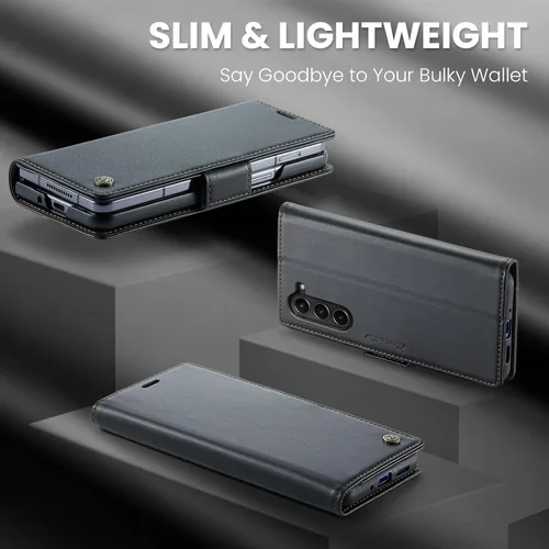 Miniatura 6 de Funda para Samsung Galaxy Z Fold 5 (2023), funda de piel sintética tipo cartera con tarjetero con bloqueo RFID, función atril, a prueba de golpes