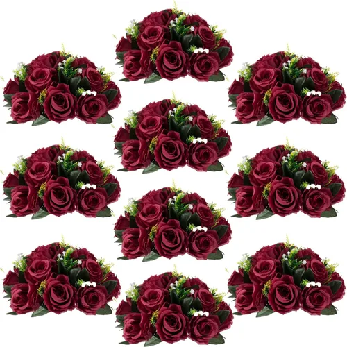 Miniatura 49 de Centros de mesa de flores para mesas de boda: decoraciones de mesa de Halloween, bolas de flores negras, centros de mesa para compromiso, ceremonia