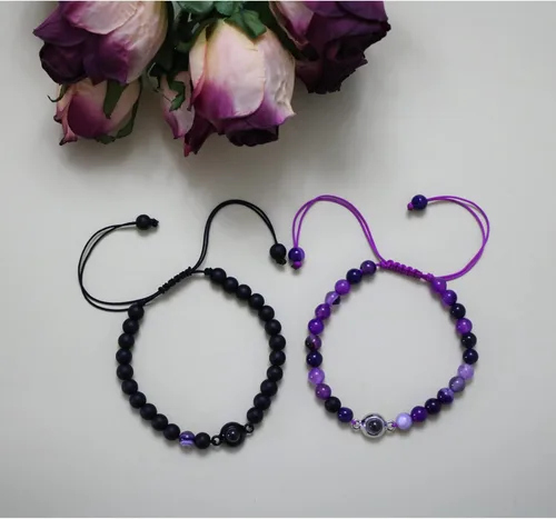 Miniatura 6 de LINY 2 pulseras para parejas con texto en inglés "I Love You" en 100 idiomas, regalos para parejas, para novio, novia, alma gemela