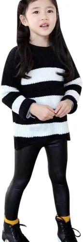 Pantalones de los niños Leggings Kids Classic Baby Girls PU cuero lápiz pantalones