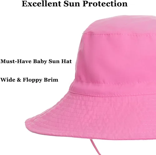 Miniatura 6 de Sombrero de sol para bebé de verano UPF 50+, sombrero de pescador de ala ancha, sombreros de playa para bebés niños y niñas de 0 a 6 años