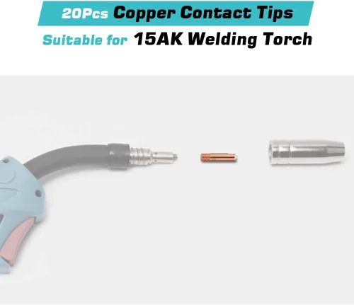 Miniatura 2 de 20 puntas de contacto de cobre, puntas de contacto de soldadura para consumibles de antorcha de soldadura 15AK MIG/MAG (0.039 pulgadas)