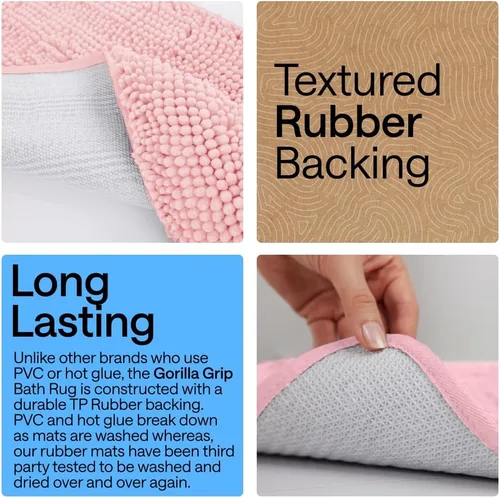 Miniatura 368 de Gorilla Grip - Tapete de baño de felpilla gruesa, suave y absorbente, secado rápido, de microfibra, con reverso de caucho, para piso de ducha, Nube