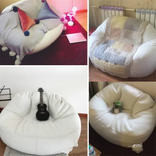 Miniatura 6 de Puf, sin relleno, muebles de sala de estar, grandes, redondos, suaves y esponjosos (solo incluye una funda, no un puf completo), de piel sintética