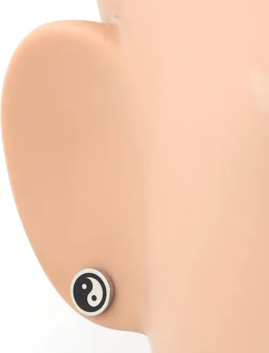 Miniatura 2 de Pendientes de acero inoxidable Yin y Yang Post, 0.315in, oro y plata, negro