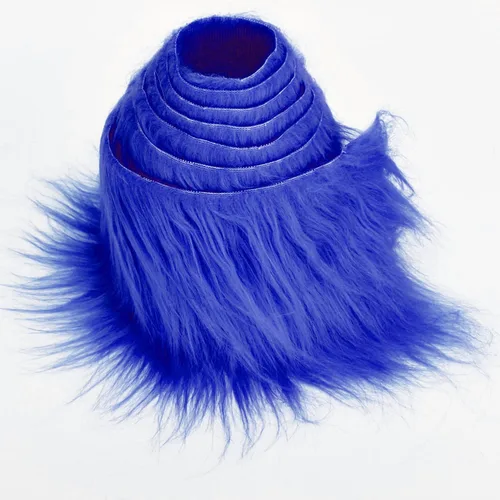 Miniatura 27 de Tiras precortadas de tela de piel sintética lanuda y esponjosa, material suave para manualidades, para barba y cabello de gnomos, disfraz de Blanco