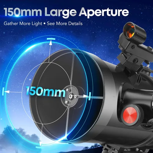 Miniatura 2 de MEEZAA Telescopio, telescopio reflector newtoniano 150EQ para adultos principiantes en astronomía, telescopios astronómicos profesionales