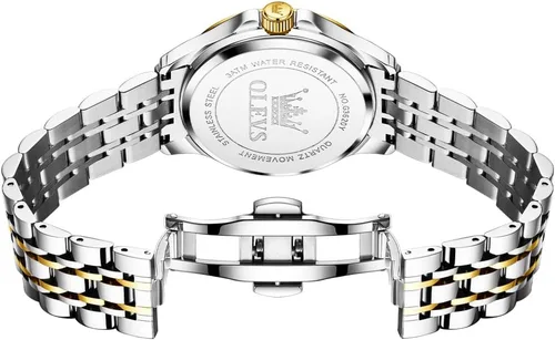 Miniatura 29 de OLEVS - Relojes de diamantes para hombres, relojes de vestir a prueba de agua, relojes analógicos de cuarzo de lujo con calendario de fecha y correa
