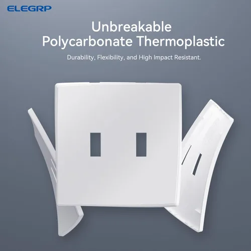 Miniatura 3 de ELEGRP Placas de pared de palanca de 2 segmentos sin tornillos, cubierta de placa frontal termoplástica irrompible de tamaño mediano para Blanco mate