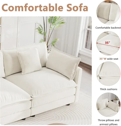 Miniatura 4 de mikibama - Sofá seccional modular, sofá en forma de L de 76.4 pulgadas para sala de estar, sofá cama cómodo tipo nube con otomano móvil, combinación
