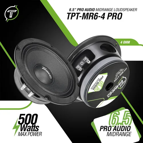 Miniatura 2 de Timpano 6.5 Pulgadas Altavoz de Rango Medio Superficial 500 Vatios de Potencia Máxima TPT-MR6-4 PRO, 6.5 Altavoces de Rango Medio 4 Ohm Montaje