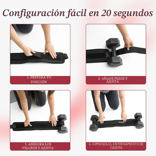 Miniatura 7 de Seektop Cinturón de Empuje de Cadera Ajustable con Acolchado Antideslizante, Cinturones para Glúteos - Se Adapta a Mancuernas, Pesas Rusas, Discos