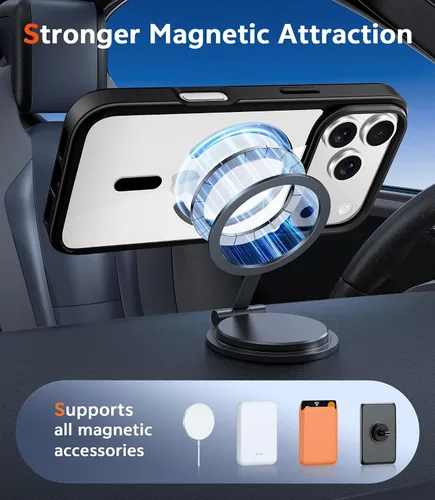 Miniatura 859 de FNTCASE Funda para iPhone 13 Pro-Max: Fundas magnéticas transparentes compatibles con Magsafe Slim anti amarillamiento protección contra caídas
