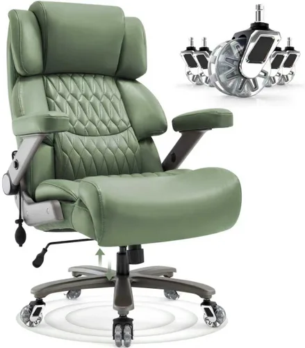 Miniatura 17 de Silla de oficina grande y alta 700lbs - Silla ejecutiva de escritorio de computadora grande con respaldo alto y brazos abatibles 3D, soporte lumbar