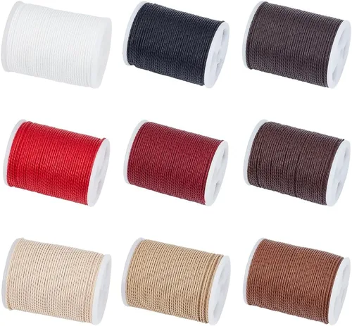 PH PandaHall 108 yardas, 9 colores de 0.039 in, hilo de poliéster encerado, hilo de poliéster encerado, cordel para manualidades, pulseras,