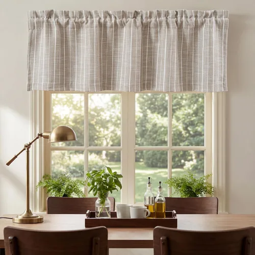 Miniatura 26 de DriftAway Briony - Cortina opaca con amarre para cocina, ajustable, diseño de globos, líneas texturizadas, estampadas, persianas romanas
