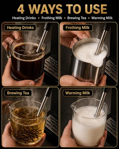 Miniatura 9 de WantJoin Espumador de leche comercial, máquina de vapor de leche comercial de calentamiento rápido de 20 segundos para café con leche capuchino