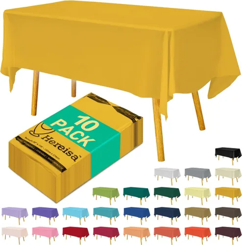 Miniatura 72 de Paquete de 3 manteles de plástico desechables de 54 x 108 pulgadas, manteles de color blanco hueso, manteles de fiesta nupcial para fiestas