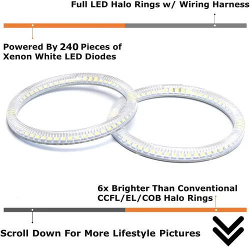 Miniatura 4 de iJDMTOY Angel Eyes juego de luces de led SMD 240, xenón, 7000 K