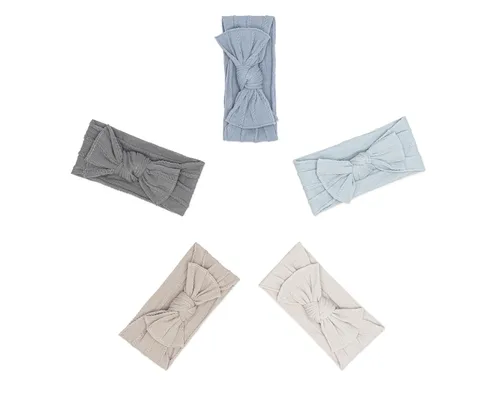 Miniatura 9 de Parker - Diademas de nailon de punto trenzado para bebé, paquete de 5 unidades, lazos suaves, elásticos y cómodos para niñas, ajustables, suaves al