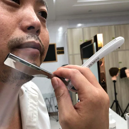 Miniatura 2 de Navaja de afeitar profesional de borde recto con 100 cuchillas Derby, 100% acero inoxidable, 1 navaja + 100 cuchillas 1 Razor + 200 Blades