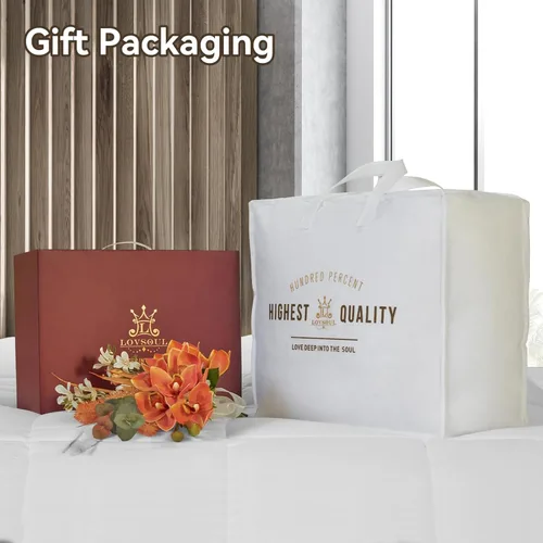 Miniatura 6 de L LOVSOUL Edredón orgánico de 75% plumón de ganso tamaño matrimonial, 850+FP,1200TC, extra esponjoso, lujoso, ultra suave para todas las estaciones