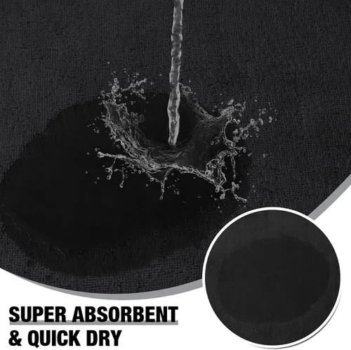 Miniatura 4 de Alfombra de baño de espuma viscoelástica negra, alfombra de baño larga y estrecha, alfombra de baño de microfibra antideslizante, suave, absorbente