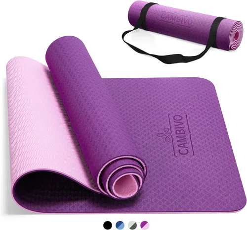 CAMBIVO Tapete de yoga para mujeres, hombres y niños, 1/3, 1/4 y 2/5 pulgadas, extra grueso, antideslizante, 72 x 24 pulgadas, tapete de yoga de