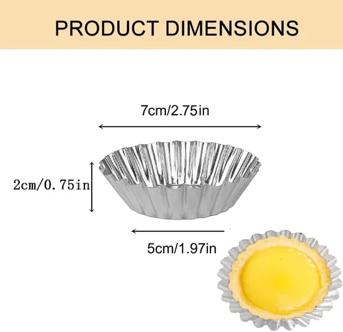 Miniatura 2 de 20 mini latas de aluminio para tartas de 2.8 pulgadas, moldes para tarta de huevo, moldes reutilizables para hornear, pasteles de queso, postres