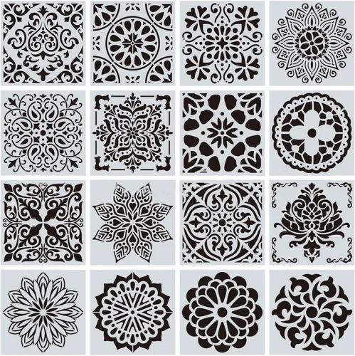 Miniatura 2 de 16 plantillas reutilizables (6 x 6 pulgadas), plantillas de mandala, plantillas de pintura de puntos de mandala, plantillas para bricolaje, pintura