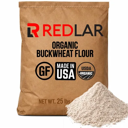 Redlar Harina fina de trigo sarraceno orgánico | Harina sin gluten | USDA Organic, sin OMG, Kosher | Ideal para panqueques, gofres, magdalenas,