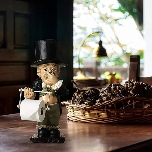 Miniatura 2 de Mayordomo de inodoro, dispensador de papel higiénico, estatua divertida estatua de mayordomo para el hogar, baño, cocina, montaje en pared, papel