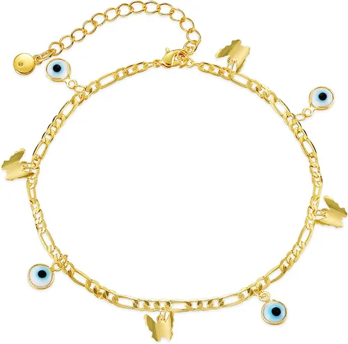 Miniatura 7 de Tobillera para mujer, chapada en oro de 18 quilates, tobillera con dije de oro, impermeable, para verano, playa, cadena de pie, joyería para regalos